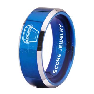 Police Ring, Policeman Ring, Policeman Jewelry, Law Enforcement Ring, Law Enforcement Jewelry, Blue Tungsten Ring, Police Force ring, Blue Wedding Band