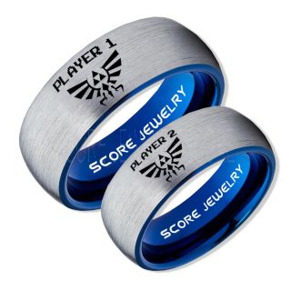 Zelda Rings, Legend of Zelda Rings, Gamer Rings, Couple Ring Set, Player 1 Player 2 Rings, Silver Gamer Wedding Rings, Silver Tungsten Gamer Wedding Bands, Silver Tungsten Rings, Silver Wedding Bands, Gamer Jewelry