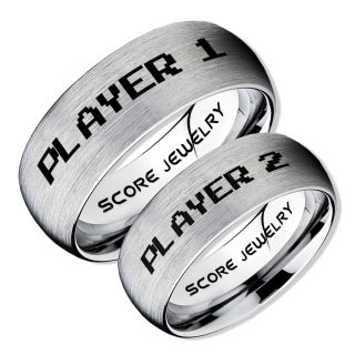 Gamer Rings, Couple Ring Set, Player 1 Player 2 Rings, Silver Gamer Wedding Rings, Silver Tungsten Gamer Wedding Bands, Silver Tungsten Rings, Silver Wedding Bands, Gamer Jewelry
