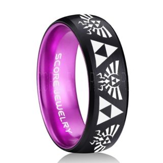 Legend of Zelda Ring, Zelda Triforce Ring, Black Zelda Wedding Ring, Black Tungsten Zelda Wedding Band, Black Tungsten Ring, Black Wedding Band, Gamer Ring