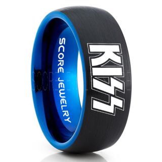 KISS Ring, KISS Jewelry, Black KISS Ring, Music Ring, Music Jewelry, Black Tungsten Ring, Black Wedding Ring, Black Wedding Band
