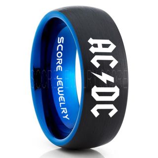 AC/DC Ring, AC/DC Jewelry, Music Ring, Music Jewelry, Black Tungsten Ring, Black Wedding Ring, Black Wedding Band