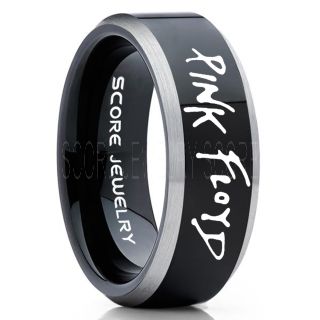 Pink Floyd Ring, Pink Floyd Jewelry, Black Pink Floyd Ring, Pink Floyd Wedding Band, Music Ring, Music Jewelry, Black Tungsten Ring, Black Wedding Ring, Black Wedding Band