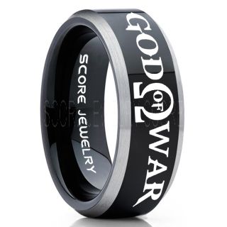 God of War Ring, God of War Omega Ring, God of War Wedding Ring, Gamer Ring, God of War, Omega Gamer Ring, God of War Gamer Jewelry, Black Tungsten Ring, Black Gamer Ring, God of War Jewelry 