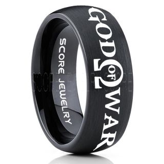 God of War Ring, God of War Omega Ring, God of War Wedding Ring, Gamer Ring, God of War, Omega Gamer Ring, God of War Gamer Jewelry, Black Tungsten Ring, Black Gamer Ring, God of War Jewelry 