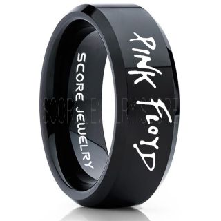 Pink Floyd Ring, Pink Floyd Jewelry, Black Pink Floyd Ring, Pink Floyd Wedding Band, Music Ring, Music Jewelry, Black Tungsten Ring, Black Wedding Ring, Black Wedding Band