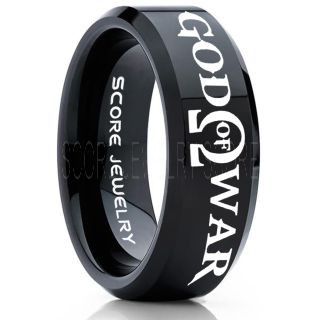 God of War Ring, God of War Omega Ring, God of War Wedding Ring, Gamer Ring, God of War, Omega Gamer Ring, God of War Gamer Jewelry, Black Tungsten Ring, Black Gamer Ring, God of War Jewelry 