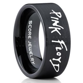 Pink Floyd Ring, Pink Floyd Jewelry, Black Pink Floyd Ring, Pink Floyd Wedding Band, Music Ring, Music Jewelry, Black Tungsten Ring, Black Wedding Ring, Black Wedding Band