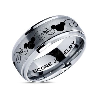 Mickey Mouse Ring Silver Tungsten Disney Ring