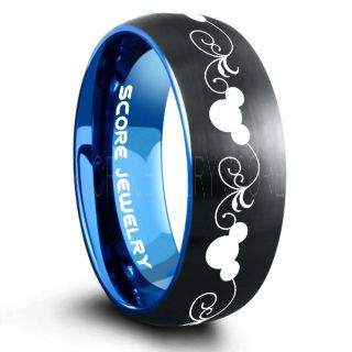 Mickey Mouse Ring, Mickey Ring, Mickey Mouse Wedding Ring, Mickey Mouse Wedding Band, Mickey Wedding Ring, Black Mickey Mouse Ring, Black Tungsten Wedding Band