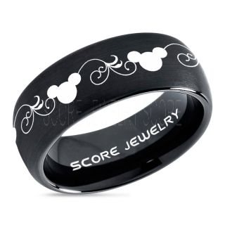 Mickey Mouse Ring Black Tungsten Disney Ring
