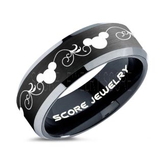 Mickey Mouse Ring Black Tungsten Disney Ring