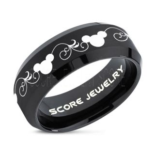 Mickey Mouse Ring Black Tungsten Disney Ring