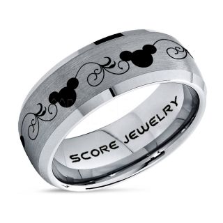 Mickey Mouse Ring Silver Tungsten Disney Ring