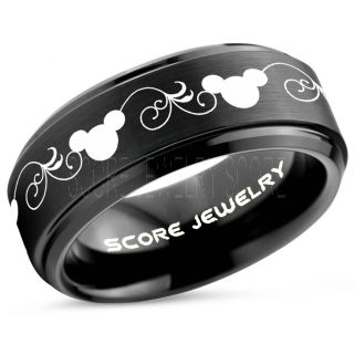 Mickey Mouse Ring Black Tungsten Disney Ring
