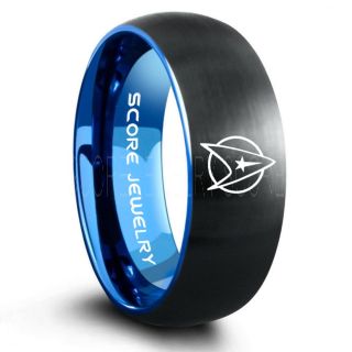 Star Trek Ring, Star Trek Jewelry, Star Trek Wedding Band, Star Trek Wedding Ring, 8mm Black Tungsten Ring