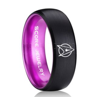 Star Trek Ring, Star Trek Jewelry, Star Trek Wedding Band, Star Trek Wedding Ring, 8mm Black Tungsten Ring