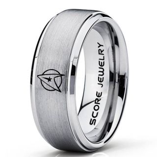 Star Trek Ring, Star Trek Jewelry, Star Trek Wedding Band, Star Trek Wedding Ring, 8mm Silver Tungsten Ring