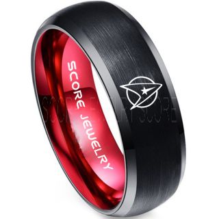 Star Trek Ring, Star Trek Jewelry, Star Trek Wedding Band, Star Trek Wedding Ring, 8mm Black Tungsten Ring