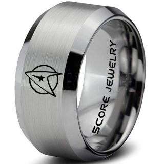 Star Trek Ring, Star Trek Jewelry, Star Trek Wedding Band, Star Trek Wedding Ring, 10mm Silver Tungsten Ring