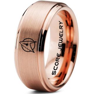 Star Trek Ring, Star Trek Jewelry, Star Trek Wedding Band, Star Trek Wedding Ring, Rose Gold Tungsten Ring