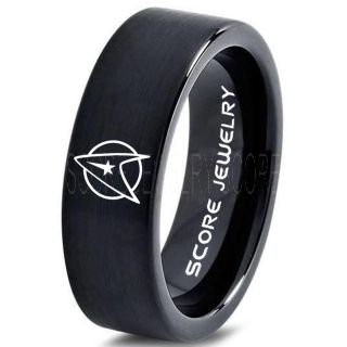 Star Trek Ring, Star Trek Jewelry, Star Trek Wedding Band, Star Trek Wedding Ring, 6mm Black Tungsten Ring
