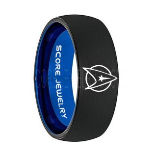 Star Trek Ring, Star Trek Jewelry, Star Trek Wedding Band, Star Trek Wedding Ring, 8mm Black Tungsten Ring