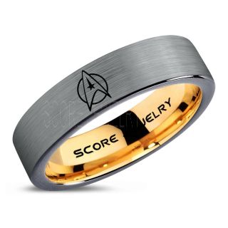 Star Trek Ring, Star Trek Jewelry, Star Trek Wedding Band, Star Trek Wedding Ring, 6mm Silver Tungsten Ring