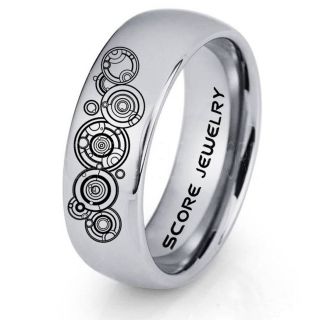 Doctor Who Ring, Gallifreyan Ring Doctor Who Jewelry, Doctor Who Wedding Band, Doctor Who Wedding Ring, 8mm Silver Tungsten Ring