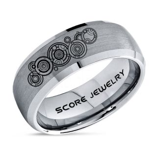 Doctor Who Ring, Gallifreyan Ring Doctor Who Jewelry, Doctor Who Wedding Band, Doctor Who Wedding Ring, 8mm Silver Tungsten Ring