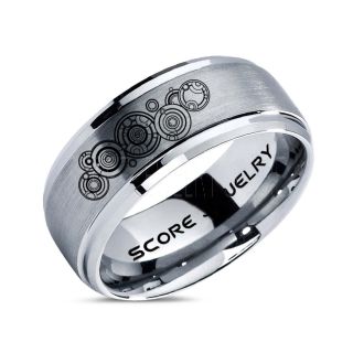Doctor Who Ring, Gallifreyan Ring Doctor Who Jewelry, Doctor Who Wedding Band, Doctor Who Wedding Ring, 8mm Silver Tungsten Ring