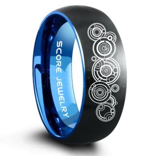 Doctor Who Ring, Gallifreyan Ring Doctor Who Jewelry, Doctor Who Wedding Band, Doctor Who Wedding Ring, 8mm Black Tungsten Ring