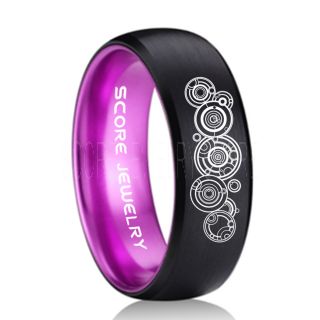 Doctor Who Ring, Gallifreyan Ring Doctor Who Jewelry, Doctor Who Wedding Band, Doctor Who Wedding Ring, 8mm Black Tungsten Ring