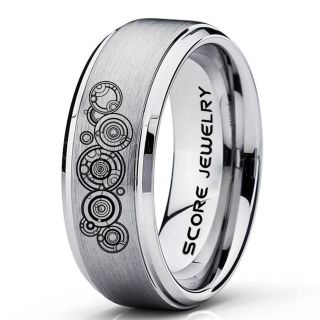 Doctor Who Ring, Gallifreyan Ring Doctor Who Jewelry, Doctor Who Wedding Band, Doctor Who Wedding Ring, 8mm Silver Tungsten Ring
