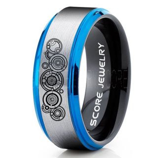 Doctor Who Ring, Gallifreyan Ring Doctor Who Jewelry, Doctor Who Wedding Band, Doctor Who Wedding Ring, 8mm Silver Tungsten Ring