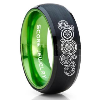 Doctor Who Ring, Gallifreyan Ring Doctor Who Jewelry, Doctor Who Wedding Band, Doctor Who Wedding Ring, 8mm Black Tungsten Ring