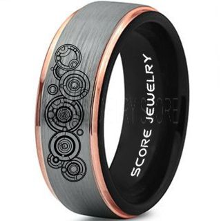 Doctor Who Ring, Gallifreyan Ring Doctor Who Jewelry, Doctor Who Wedding Band, Doctor Who Wedding Ring, 8mm Silver Tungsten Ring