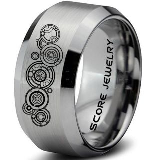 Doctor Who Ring, Gallifreyan Ring Doctor Who Jewelry, Doctor Who Wedding Band, Doctor Who Wedding Ring, 10mm Silver Tungsten Ring