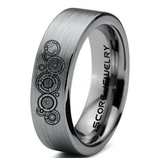 Doctor Who Ring, Gallifreyan Ring Doctor Who Jewelry, Doctor Who Wedding Band, Doctor Who Wedding Ring, 6mm Silver Tungsten Ring