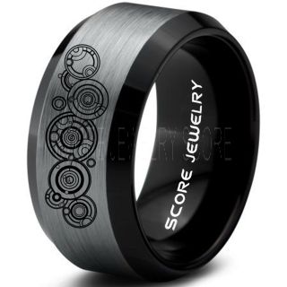 Doctor Who Ring, Gallifreyan Ring Doctor Who Jewelry, Doctor Who Wedding Band, Doctor Who Wedding Ring, 10mm Silver Tungsten Ring