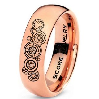Doctor Who Ring, Gallifreyan Ring Doctor Who Jewelry, Doctor Who Wedding Band, Doctor Who Wedding Ring, 8mm Rose Gold Tungsten Ring