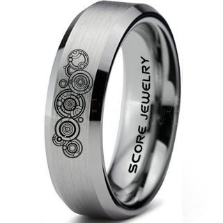 Doctor Who Ring, Gallifreyan Ring Doctor Who Jewelry, Doctor Who Wedding Band, Doctor Who Wedding Ring, 6mm Silver Tungsten Ring