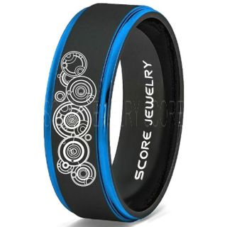 Doctor Who Ring, Gallifreyan Ring Doctor Who Jewelry, Doctor Who Wedding Band, Doctor Who Wedding Ring, 8mm Black Tungsten Ring