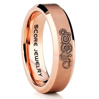 Doctor Who Ring, Gallifreyan Ring Doctor Who Jewelry, Doctor Who Wedding Band, Doctor Who Wedding Ring, 6mm 14K Rose Gold Tungsten Ring