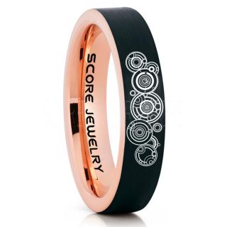 Doctor Who Ring, Gallifreyan Ring Doctor Who Jewelry, Doctor Who Wedding Band, Doctor Who Wedding Ring, 6mm Black Tungsten Ring