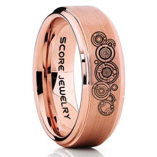 Doctor Who Ring, Gallifreyan Ring Doctor Who Jewelry, Doctor Who Wedding Band, Doctor Who Wedding Ring, 8mm Rose Gold Tungsten Ring