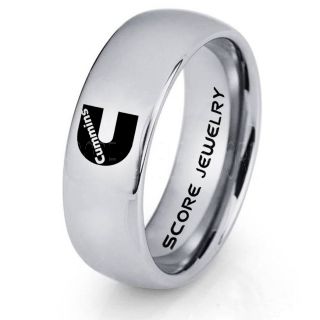 Cummins Ring, Cummins Engine Ring, Silver Tungsten Ring, Silver Wedding Band, Silver Tungsten Wedding Ring, Truck Ring, Engine Ring, Cummins Engine