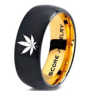 Marijuana Leaf Ring, Marijuana Ring, Cannabis Leaf Ring, Cannabis Ring, Marijuana Jewelry, Black Tungsten Ring, Black Ring, Cannabis Jewelry, Weed Ring, Pot Ring