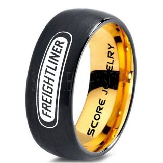 Trucker Ring, Truck Driver Ring, Freightliner Truck Ring, Freightliner Ring, Black Tungsten Ring, Black Wedding Ring, Truck Ring, Black Ring