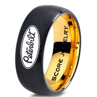 Trucker Ring, Truck Driver Ring, Peterbilt Truck Ring, Peterbilt Ring, Black Tungsten Ring, Black Wedding Ring, Truck Ring, Black Ring